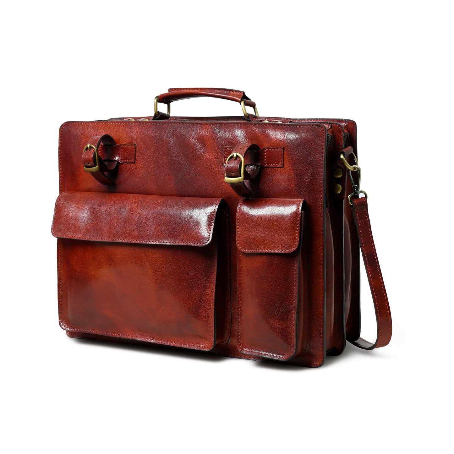 Tuscany Italian Leather Briefcase, Tan - Tampa Home & Garden Store