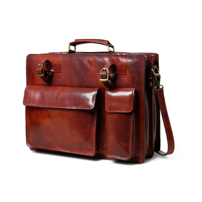 Tuscany Italian Leather Briefcase, Tan - Tampa Home & Garden Store