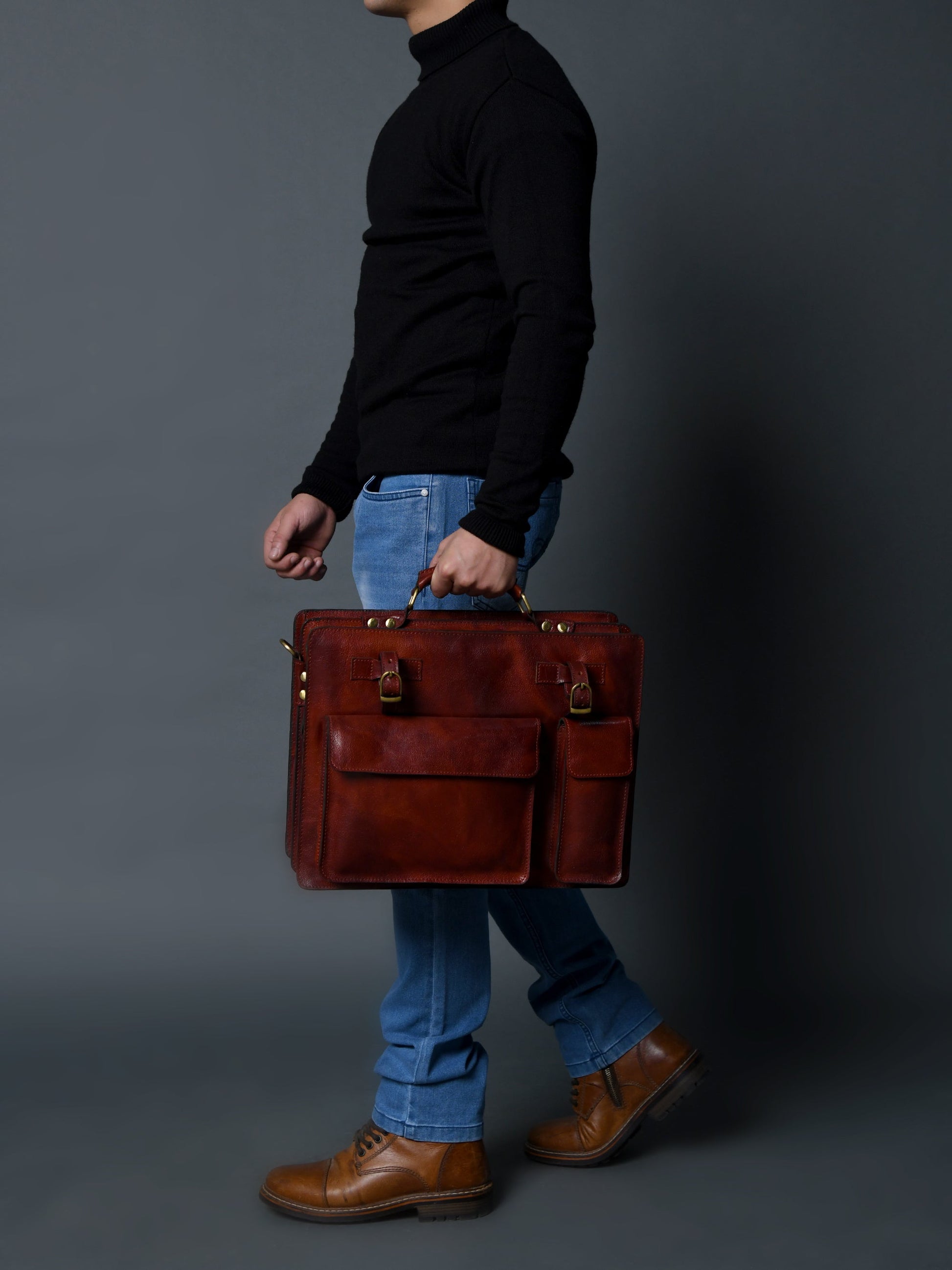 Tuscany Italian Leather Briefcase, Tan - Tampa Home & Garden Store