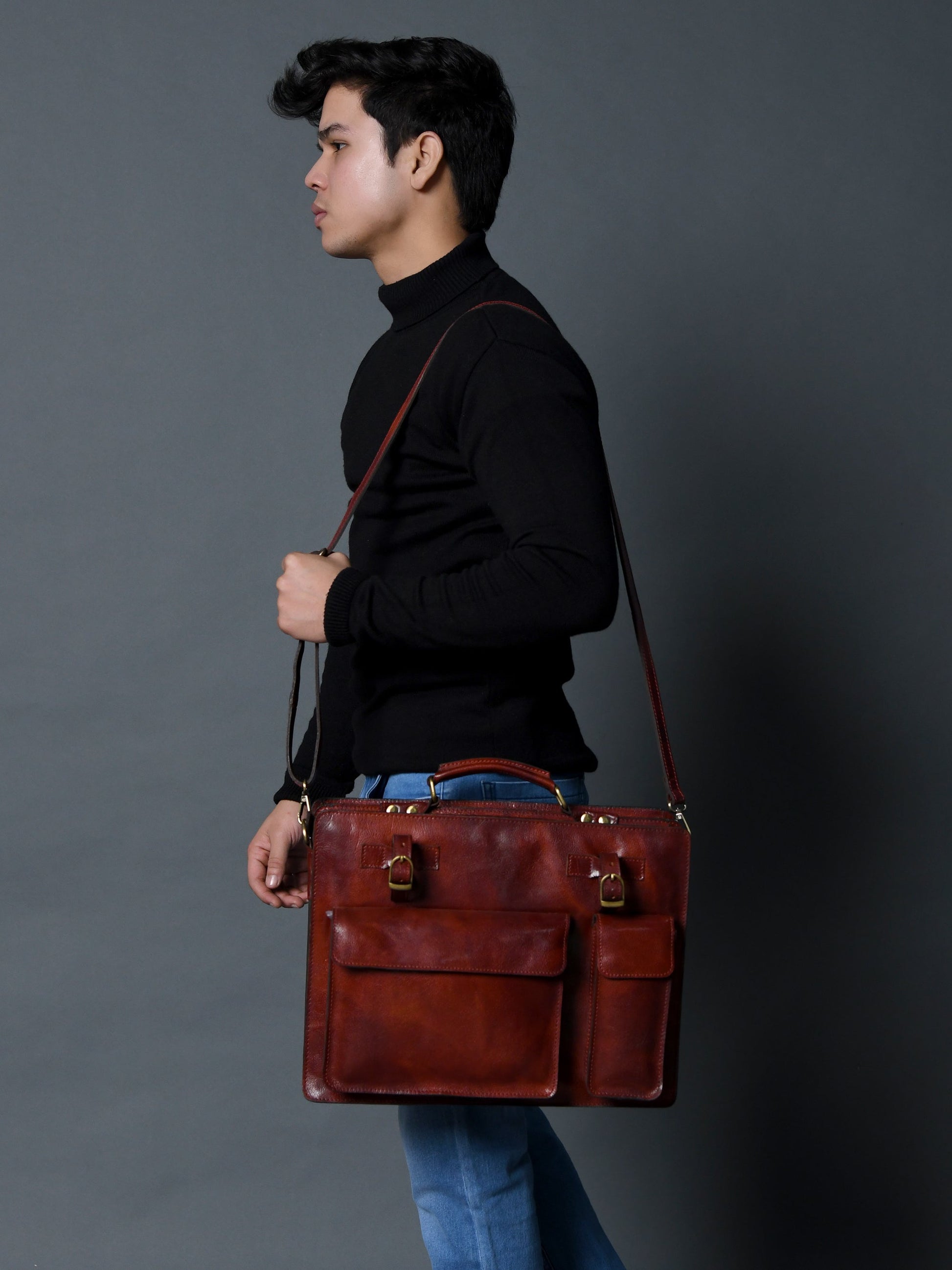 Tuscany Italian Leather Briefcase, Tan - Tampa Home & Garden Store