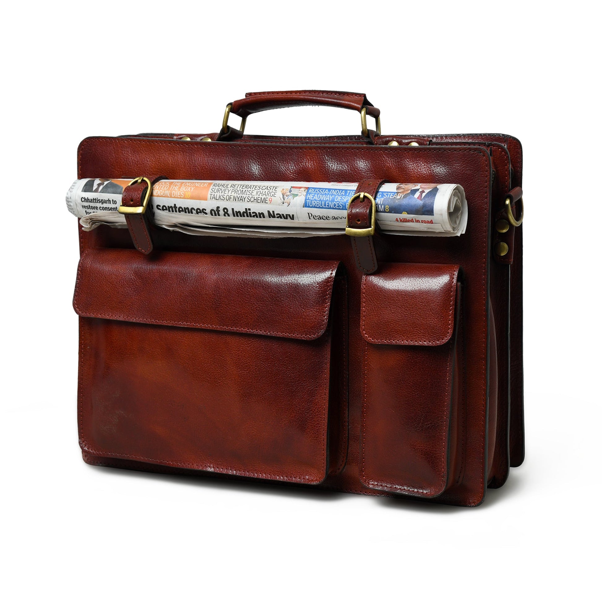 Tuscany Italian Leather Briefcase, Tan - Tampa Home & Garden Store