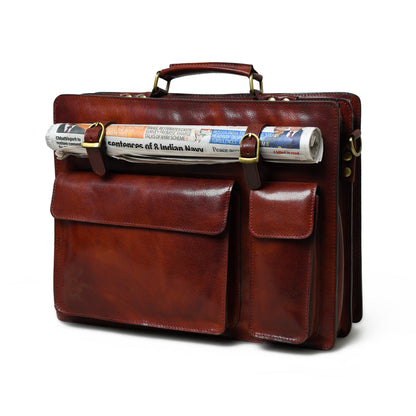 Tuscany Italian Leather Briefcase, Tan - Tampa Home & Garden Store