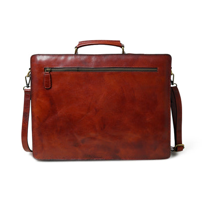 Tuscany Italian Leather Briefcase, Tan - Tampa Home & Garden Store