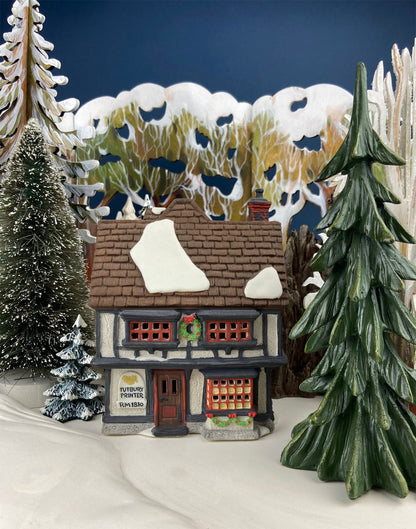Tutbury Printer Christmas Village House by Dept 56.  Illuminated Christmas Village House. Dickens Village Series. Holiday Decor. - Tampa Home & Garden Store