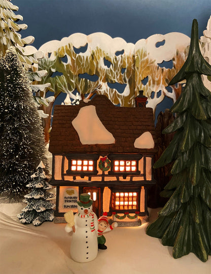 Tutbury Printer Christmas Village House by Dept 56.  Illuminated Christmas Village House. Dickens Village Series. Holiday Decor. - Tampa Home & Garden Store