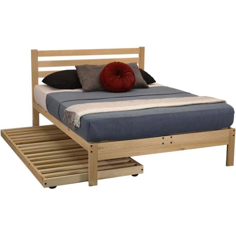 Twin XL size Solid Wood Platform Bed Frame with Slatted Headboard - Made in USA - Tampa Home & Garden Store