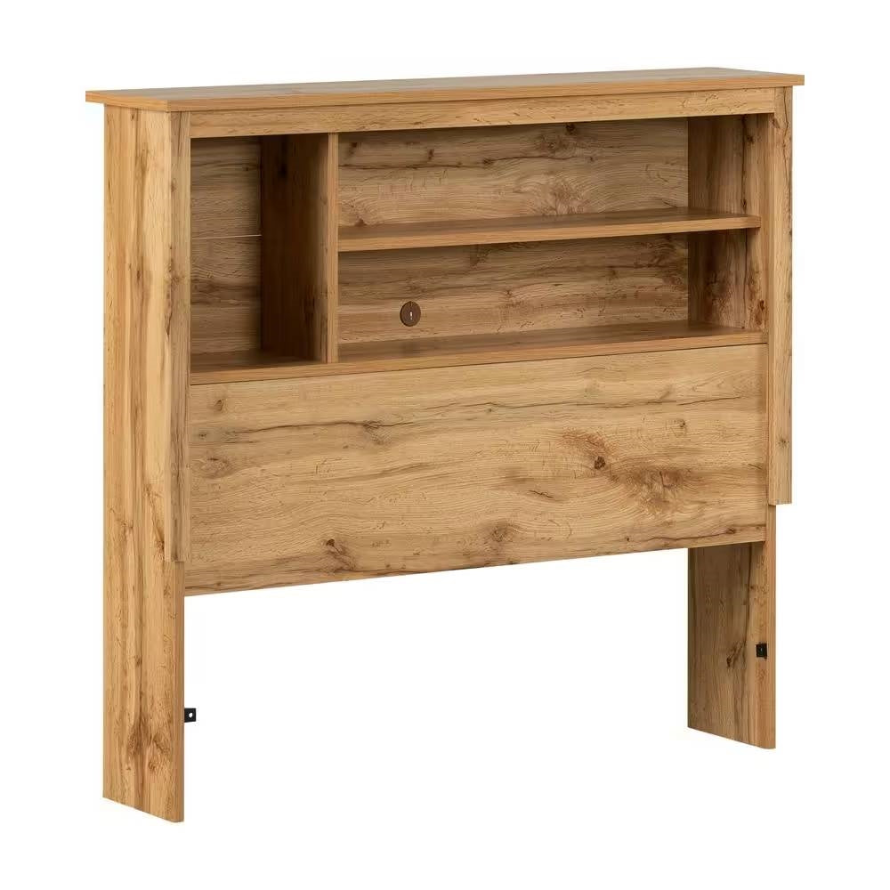 Twin size Modern Scandinavian Style Bookcase Headboard in Oak Wood Finish - Tampa Home & Garden Store
