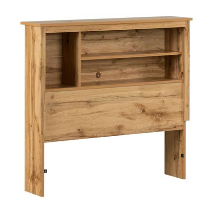 Twin size Modern Scandinavian Style Bookcase Headboard in Oak Wood Finish - Tampa Home & Garden Store