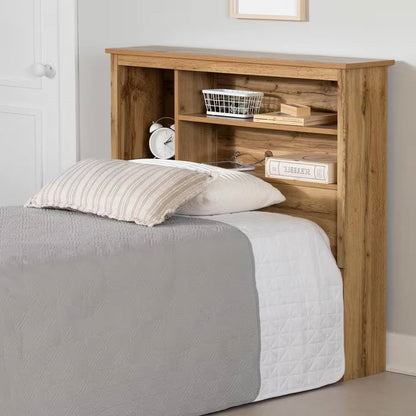 Twin size Modern Scandinavian Style Bookcase Headboard in Oak Wood Finish - Tampa Home & Garden Store