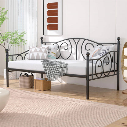 Twin size Victorian Black Metal Daybed Frame - 350 lbs. Weight Capacity - Tampa Home & Garden Store