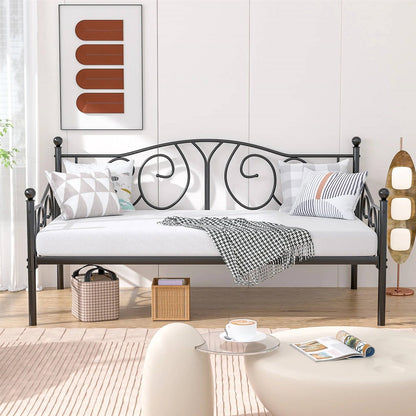Twin size Victorian Black Metal Daybed Frame - 350 lbs. Weight Capacity - Tampa Home & Garden Store