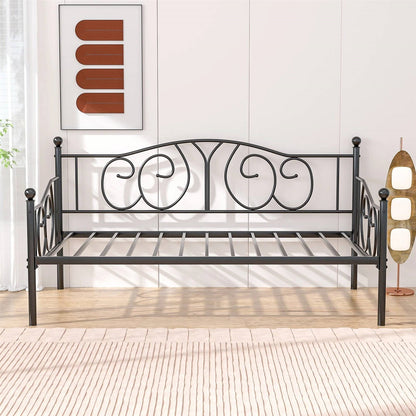 Twin size Victorian Black Metal Daybed Frame - 350 lbs. Weight Capacity - Tampa Home & Garden Store