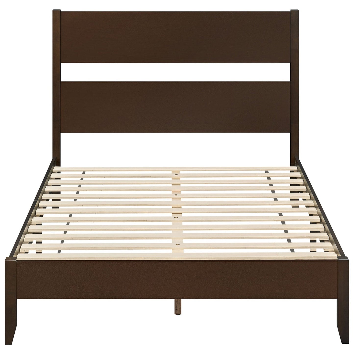 Full bed frame with headboard and solid wood legs in dark brown, DirectDeals on Tampa Home & Garden Store
