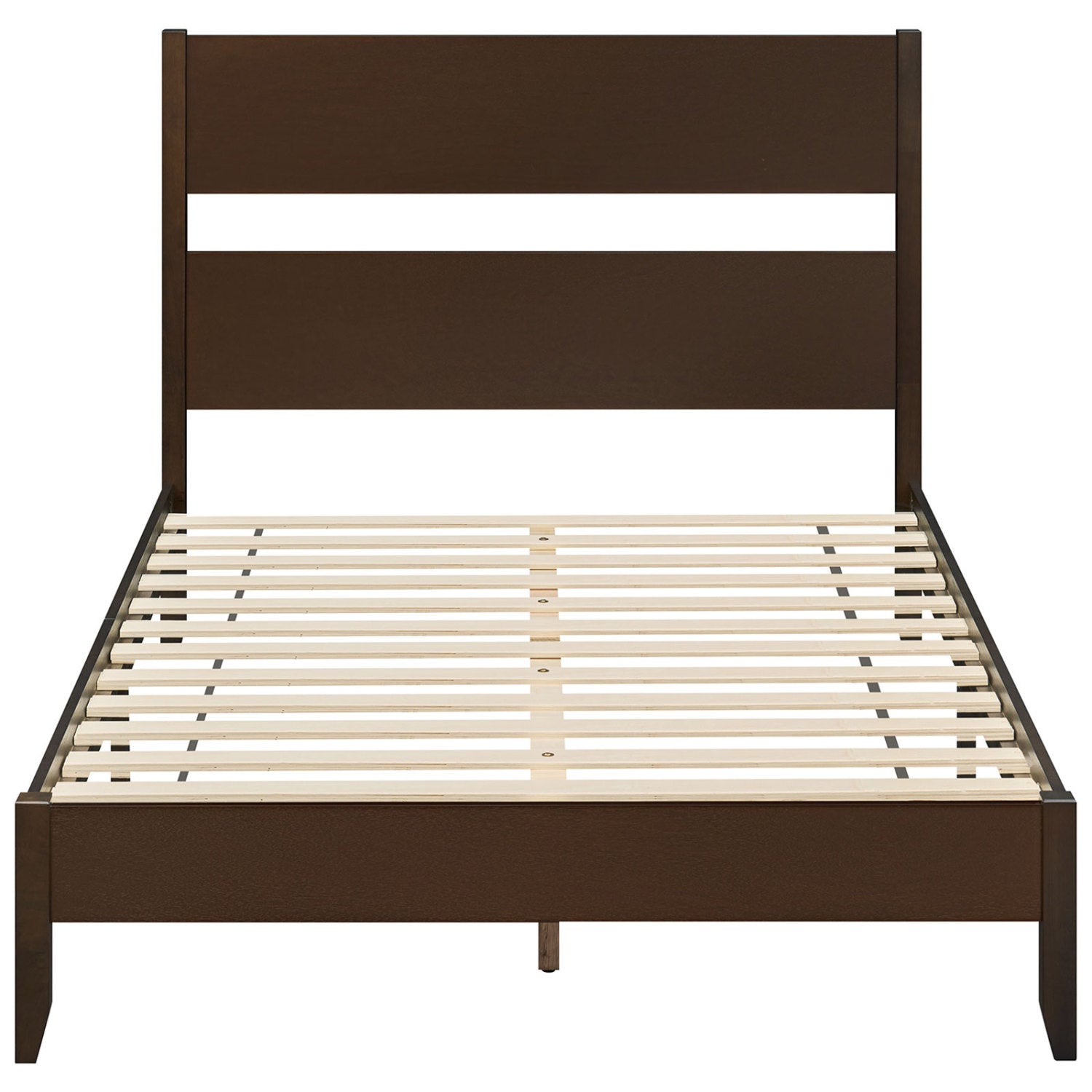 Full bed frame with headboard and solid wood legs in dark brown, DirectDeals on Tampa Home & Garden Store