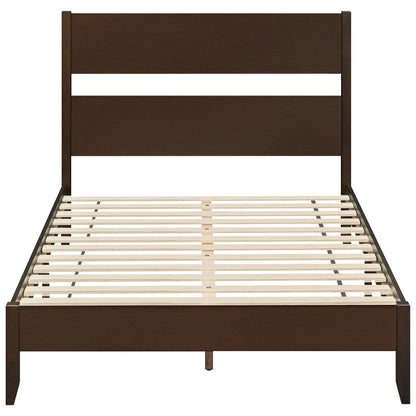 Full bed frame with headboard and solid wood legs in dark brown, DirectDeals on Tampa Home & Garden Store