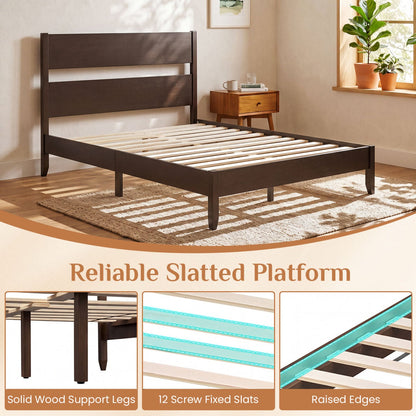 Full Bed Frame with Headboard and Solid Wood Legs in dark brown finish DirectDeals on Tampa Home & Garden Store