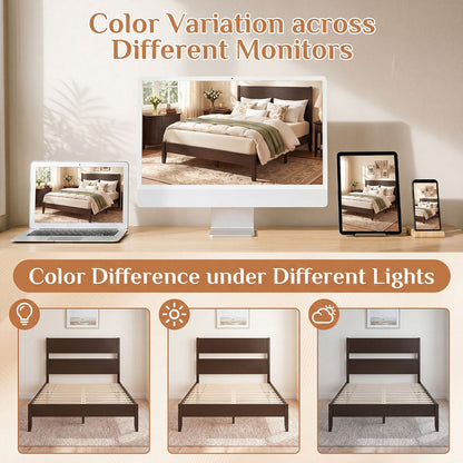 Full bed frame with headboard in dark brown wood and solid wood legs, DirectDeals on Tampa Home & Garden Store