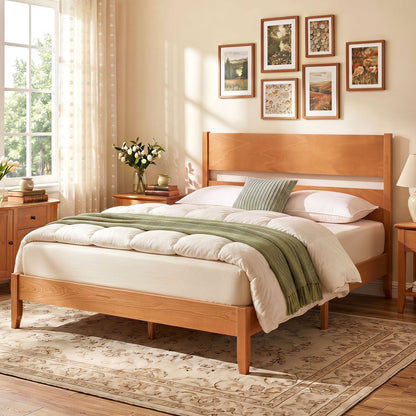 Full bed frame with headboard natural oak finish solid wood legs DirectDeals on Tampa Home & Garden Store