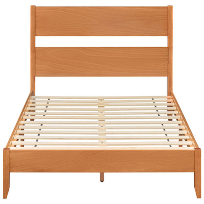 Full bed frame with headboard and solid wood legs, honey oak finish, slatted base DirectDeals on Tampa Home & Garden Store