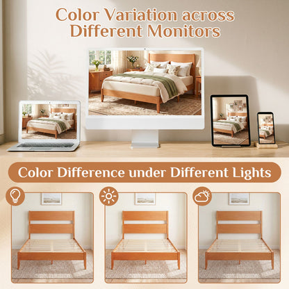 Full bed frame with headboard and solid wood legs in light oak by DirectDeals on Tampa Home & Garden Store