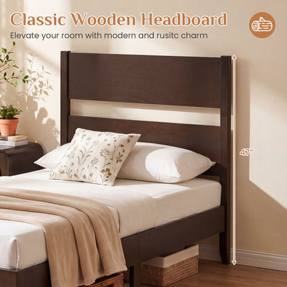 Twin bed frame with headboard and solid wood legs in dark espresso by DirectDeals on Tampa Home & Garden Store