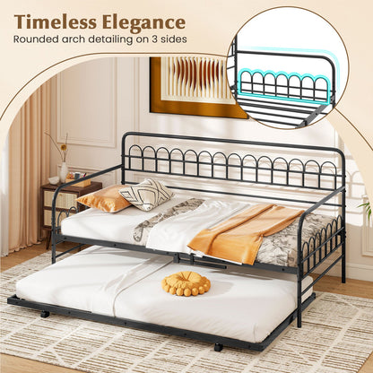 Twin Daybed with Curved Backrest and Armrests