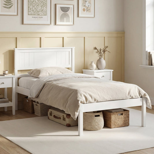 Twin/Full/Queen Size Sturdy Wooden Bed Frame with Headboard and Slat Support - Tampa Home & Garden Store