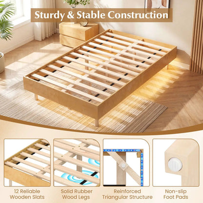 Floating Bed Frame with LED Lights for Bedroom