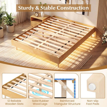 Floating Bed Frame with LED Lights for Bedroom