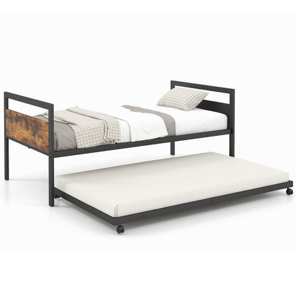 Sofá Cama Doble de Metal con Nido Ruedas con Cierre-Tamaño Doble