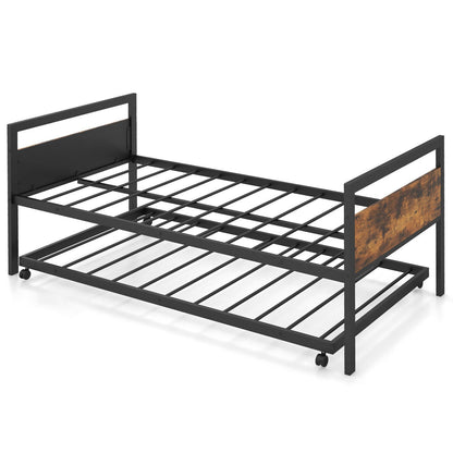 Sofá Cama Doble de Metal con Nido Ruedas con Cierre-Tamaño Doble