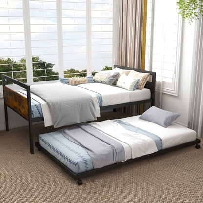 Sofá Cama Doble de Metal con Nido Ruedas con Cierre-Tamaño Doble