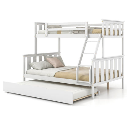 Litera triple 3 en 1 con cama nido y escalera - Blanco