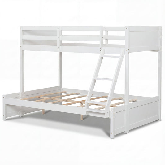 Twin Over Full Bunk Bed with 3-Step Ladder and Full-Length Guardrails - Tampa Home & Garden Store