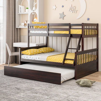 Litera convertible de dos plazas sobre una de matrimonio con cama nido individual - Espresso