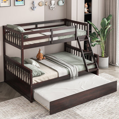 Litera convertible de dos plazas sobre una de matrimonio con cama nido individual - Espresso