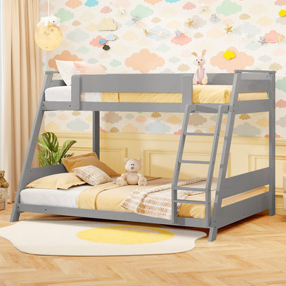 Litera baja doble sobre matrimonial con escalera reversible - Gris