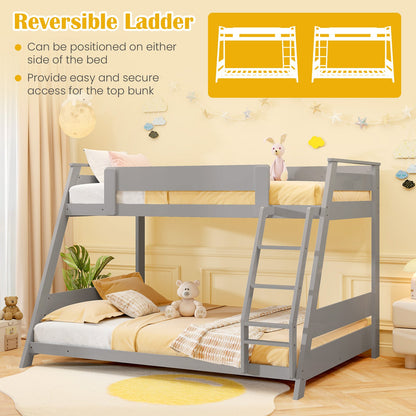 Litera baja doble sobre matrimonial con escalera reversible - Gris