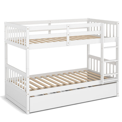 Litera doble sobre doble con cama nido extraíble y escalera - Espresso