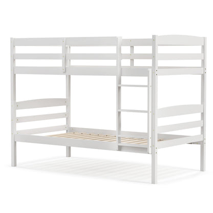 Litera doble de madera maciza con barandillas altas y escalera integrada - Espresso