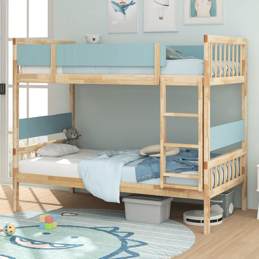 Twin Over Twin Bunk Bed with Ladder and Full-length Guardrails - Tampa Home & Garden Store
