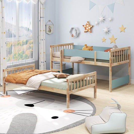 Twin Over Twin Bunk Bed with Ladder and Full-length Guardrails - Tampa Home & Garden Store