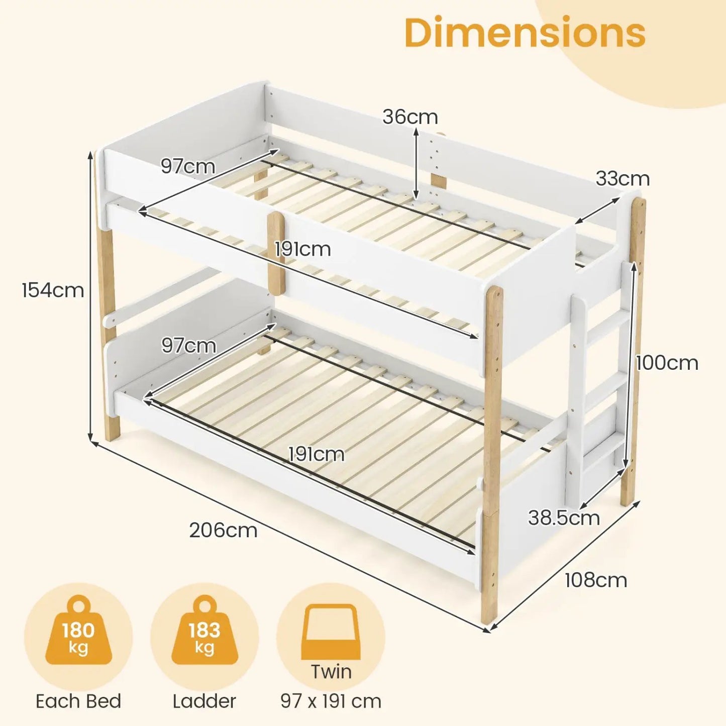 Twin Over Twin Bunk Bed With Convertible Design