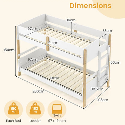 Twin Over Twin Bunk Bed With Convertible Design