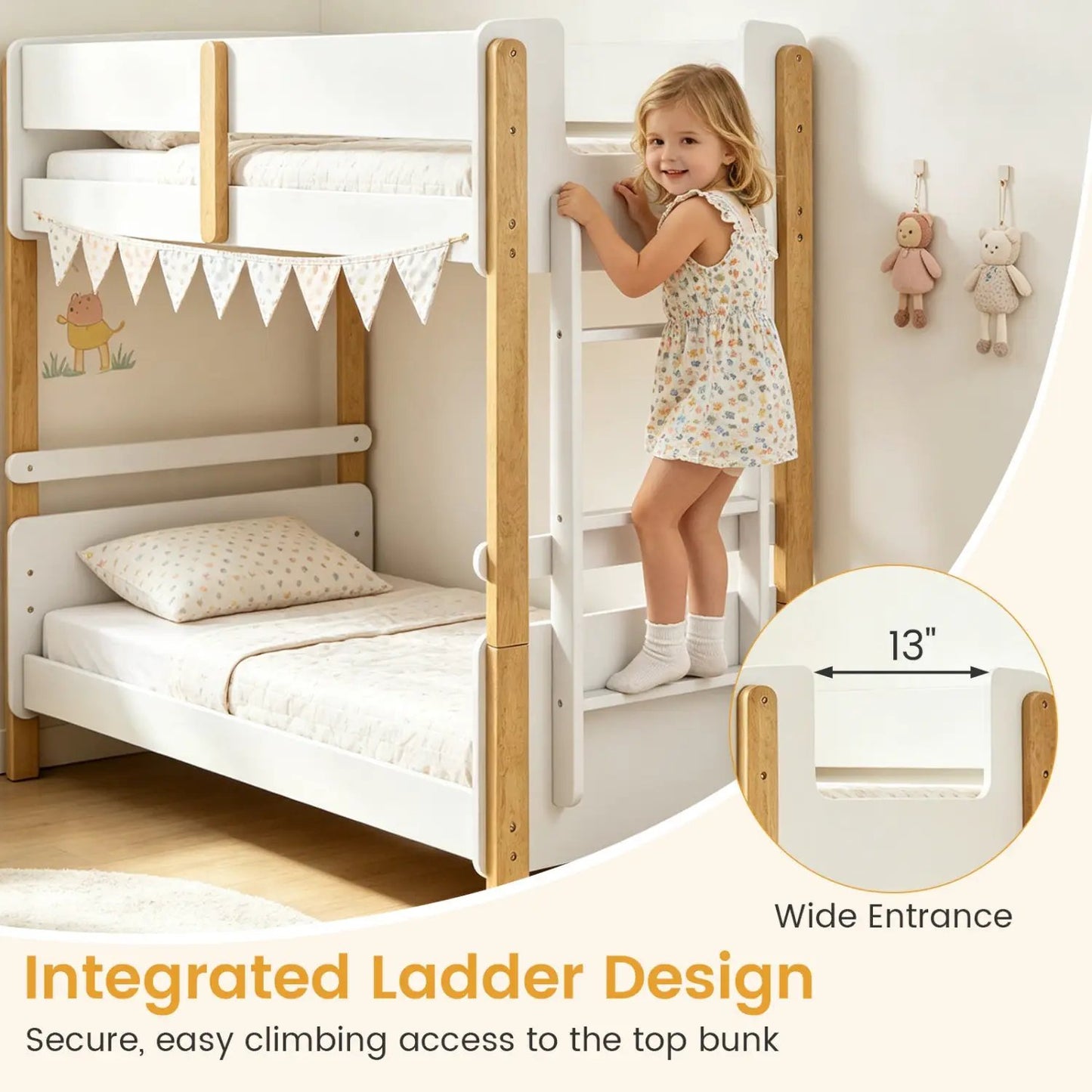 Twin Over Twin Bunk Bed With Convertible Design