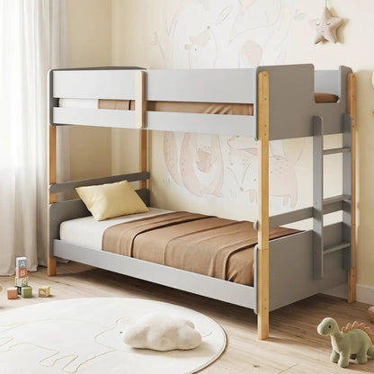Twin Over Twin Bunk Bed With Convertible Design