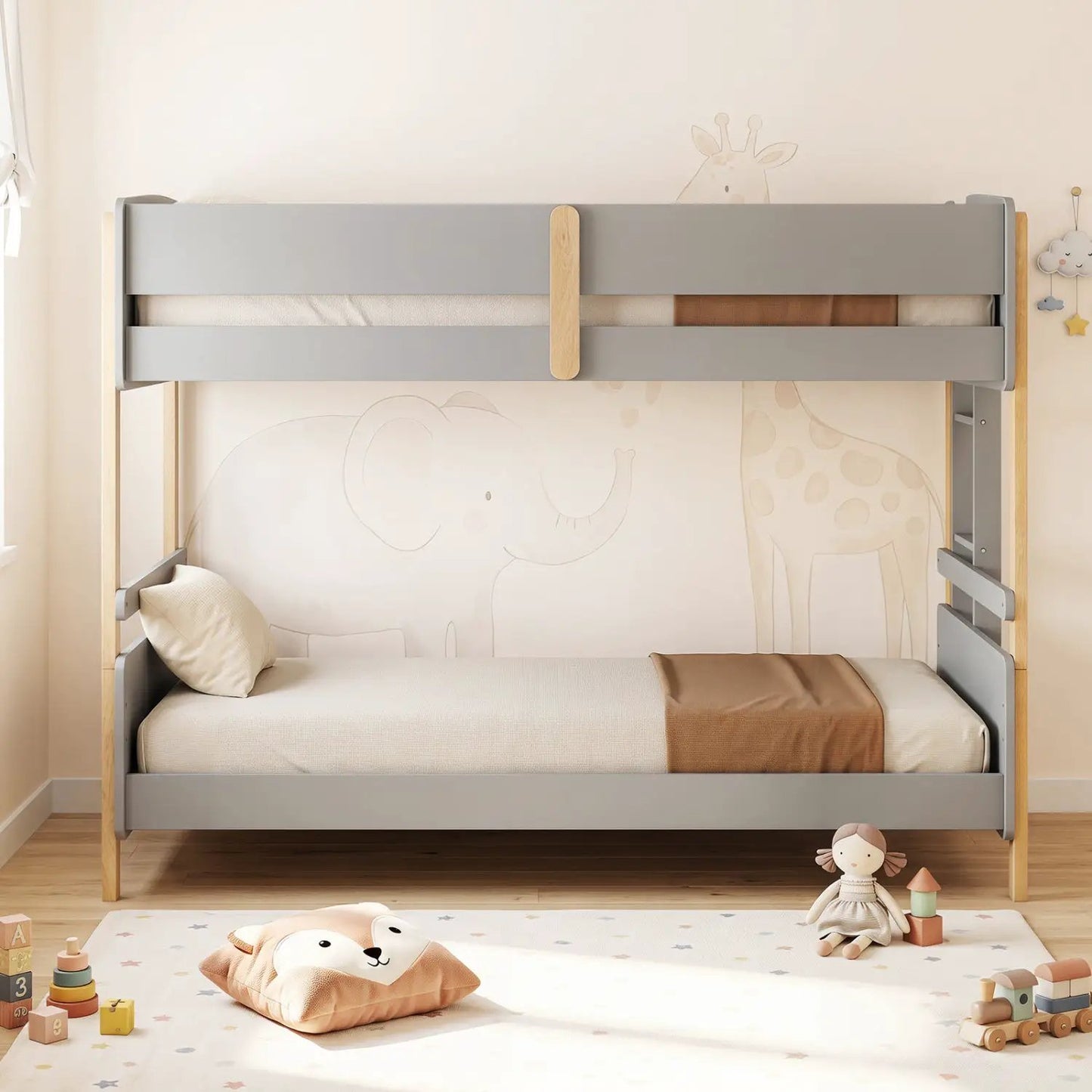 Twin Over Twin Bunk Bed With Convertible Design