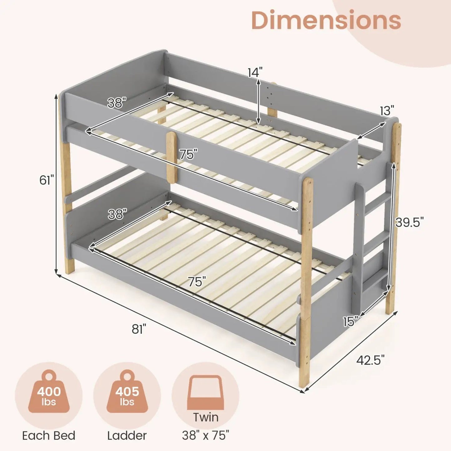 Twin Over Twin Bunk Bed With Convertible Design