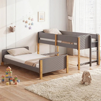 Twin Over Twin Bunk Bed With Convertible Design