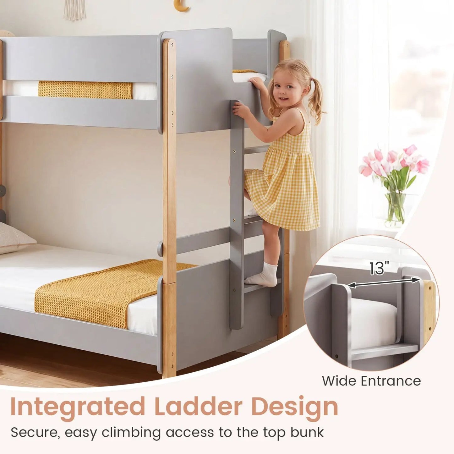 Twin Over Twin Bunk Bed With Convertible Design